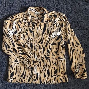 Tiger print button down shirt